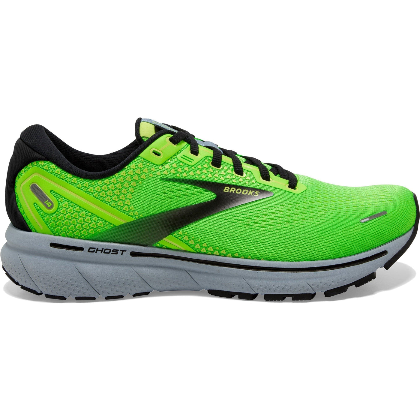 Men's Brooks Ghost 14, Green Gecko/Blue/Black, 12.5 D Medium