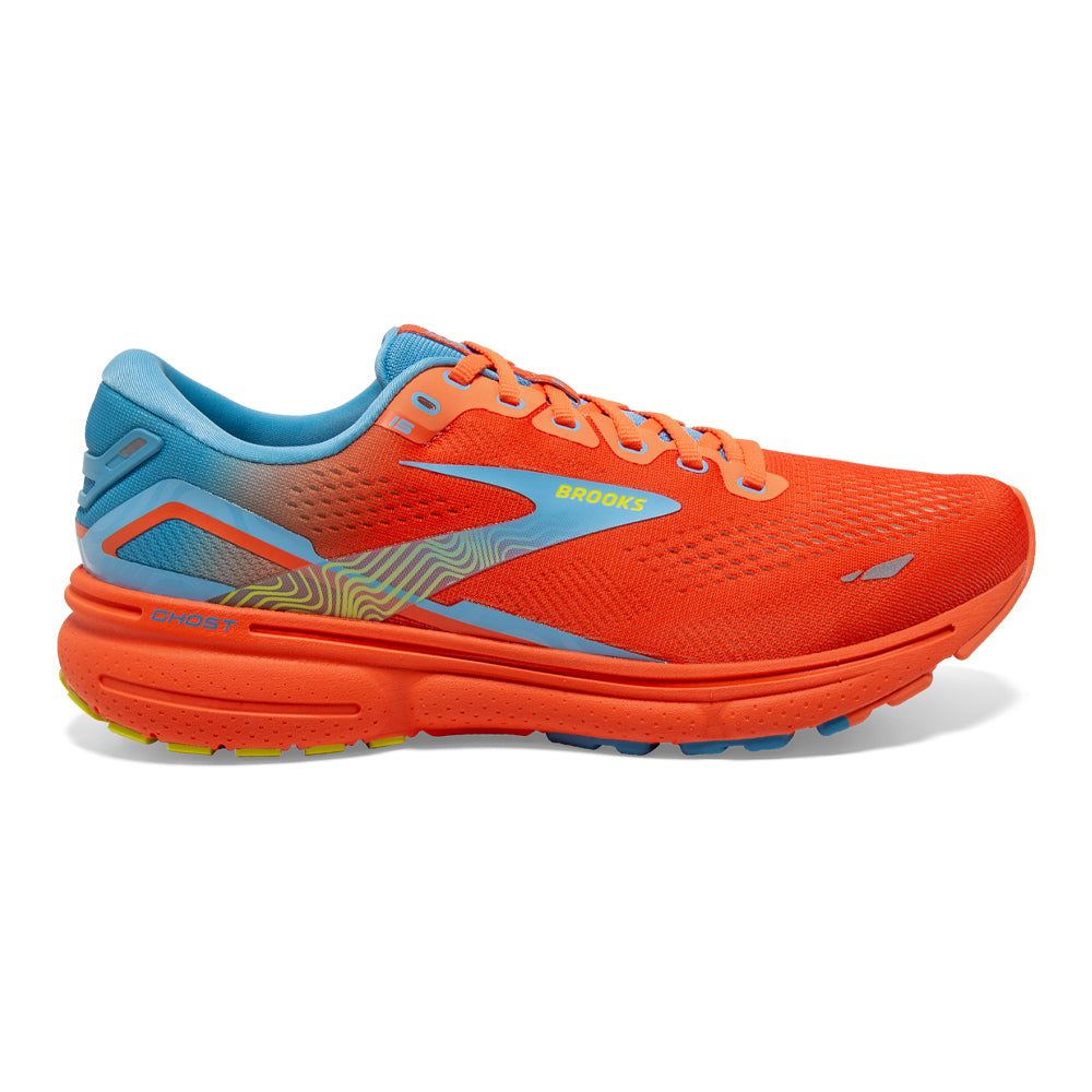 Men's Brooks Ghost 15, Orange/Blue/Yellow, 8 D Medium