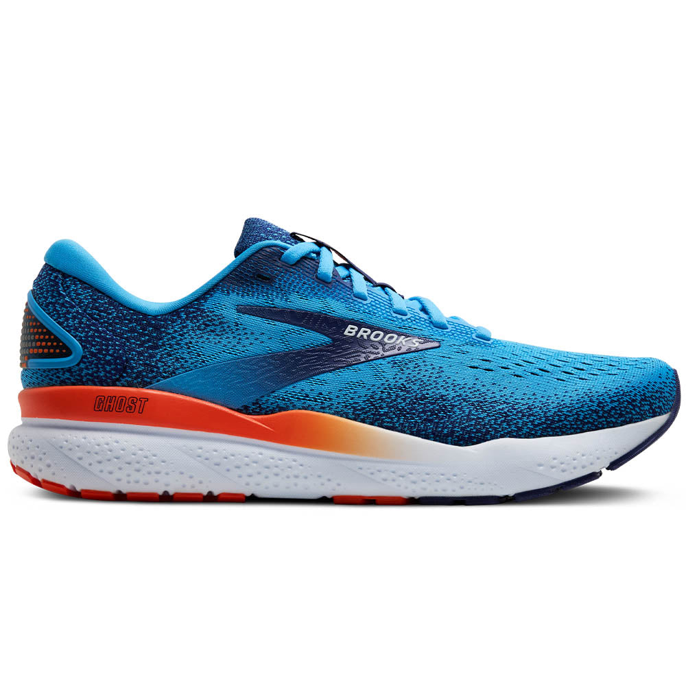 Men's Brooks Ghost 16, Bonnie Blue/Blue Ribbon/Orange, 8 D Medium