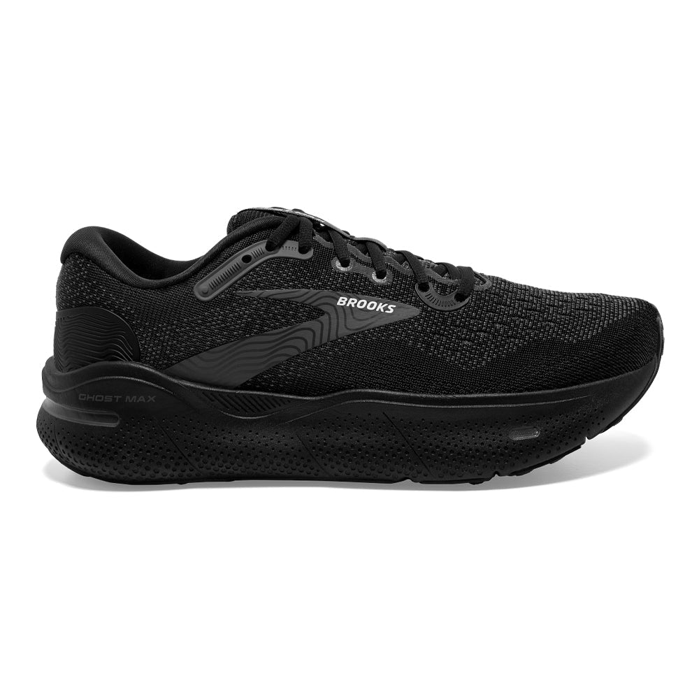 Men's Brooks Ghost Max, Black/Black/Ebony, 12.5 2E Wide