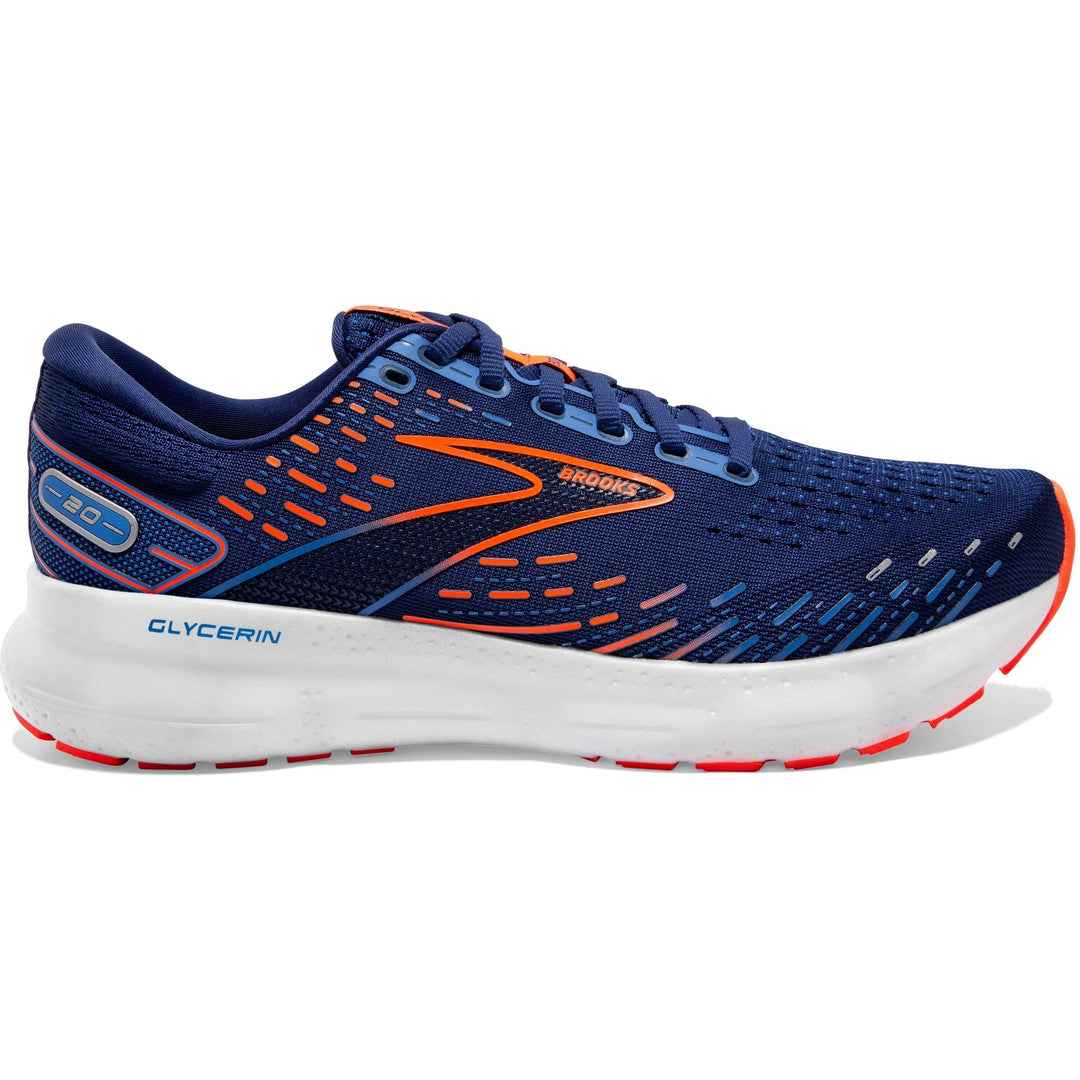 Men's Brooks Glycerin 20, Blue Depths/Palace Blue/Orange, 10.5 D Medium