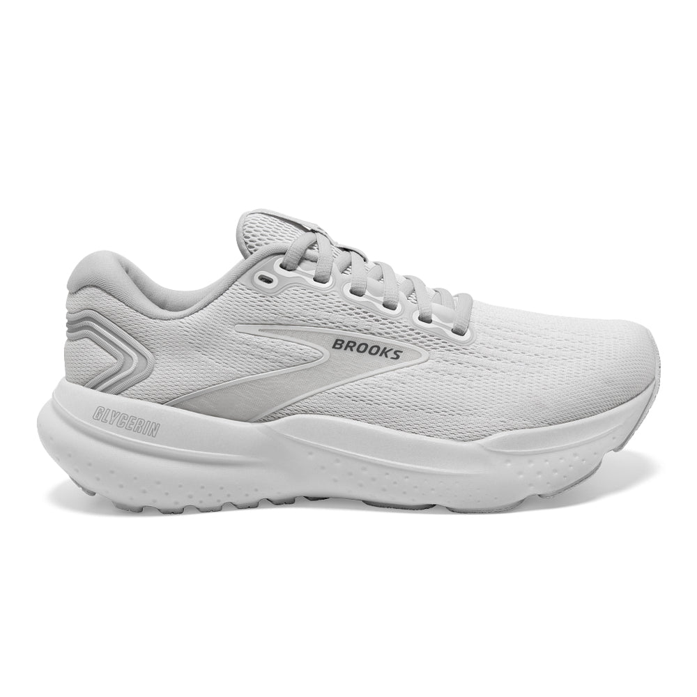 Men's Brooks Glycerin 21, White/White/Grey, 10.5 D Medium