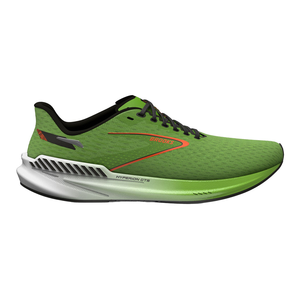 Men's Brooks Hyperion GTS, Green Gecko/Red Orange/White, 13 D Medium