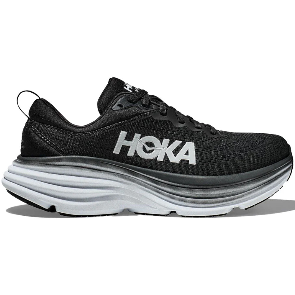 Men's Hoka Bondi 8, Black/White, 12.5 4E Extra Wide