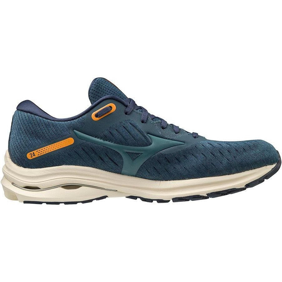 Men's Mizuno Wave Rider 24, Mood Indigo/Hydro, 12.5 D Medium