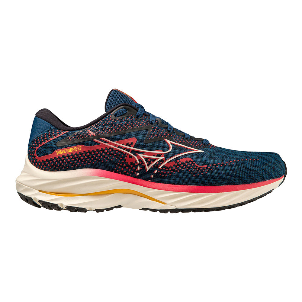 Men's Mizuno Wave Rider 27, Blue Opal-Papyrus, 12.5 D Medium