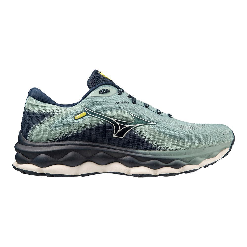 Men's Mizuno Wave Sky 7, Mineral Blue-Snow White, 7 D Medium