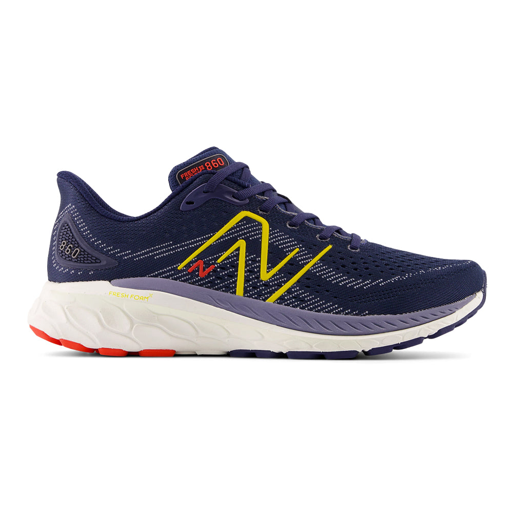 Men's New Balance Fresh Foam X 860v13, Nb Navy/Ginger Lemon/Neo Flame, 7 2E Wide