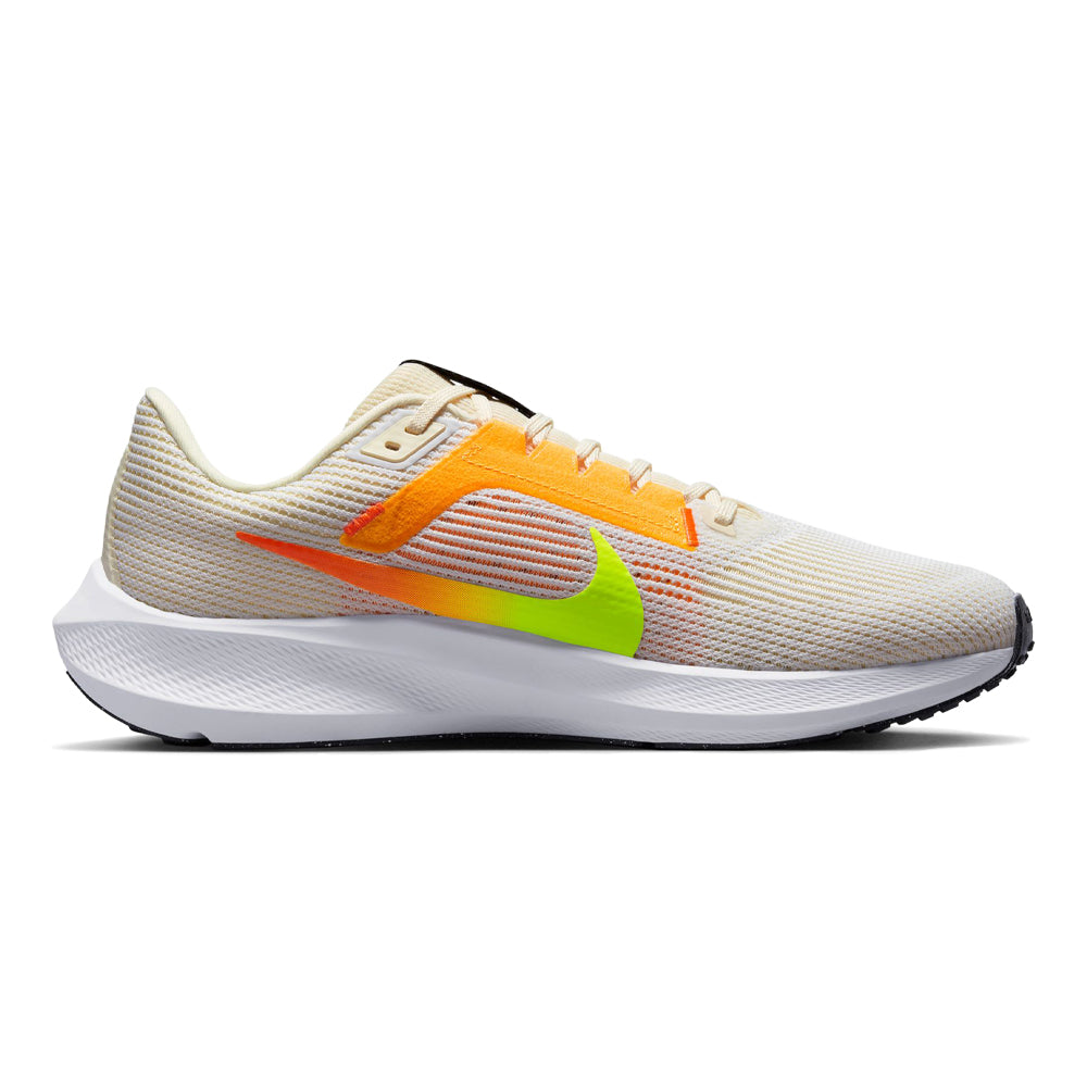 Men's Nike Pegasus 40, White/Multi-Color-Coconut Milk-Volt, 12.5 D Medium