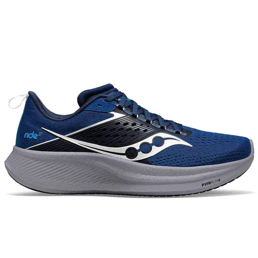 Men's Saucony Ride 17, Tide/Silver, 14 2E Wide