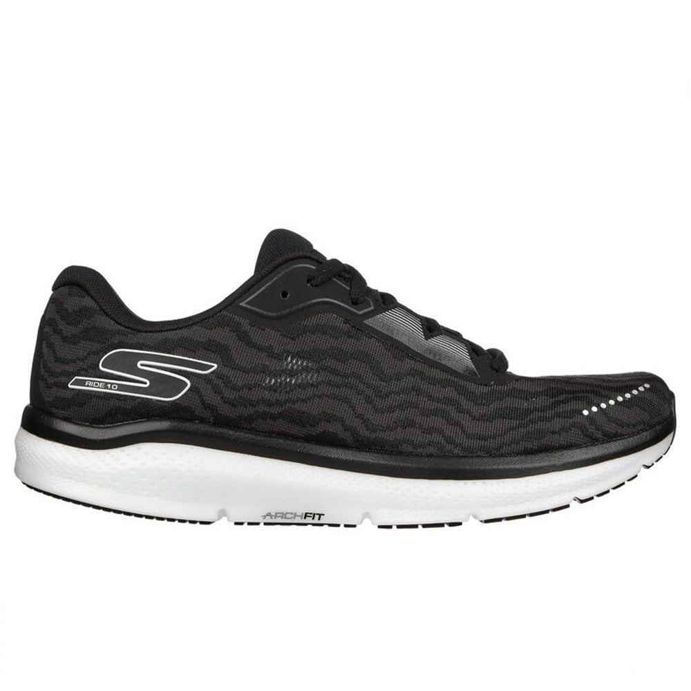 Men's Skechers Go Run Ride 10, Black/White, 11.5 D Medium