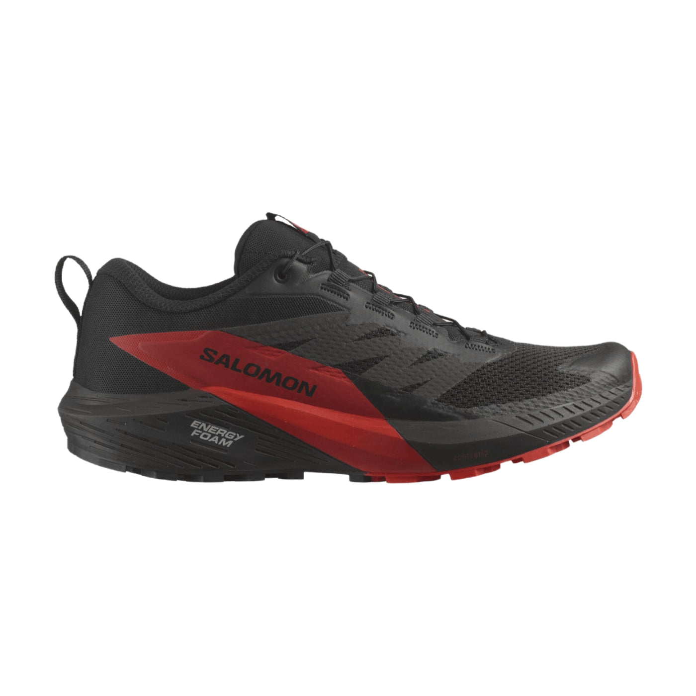 Men's Salomon Sense Ride 5, Black/Fiery Red/Black, 8.5 D Medium