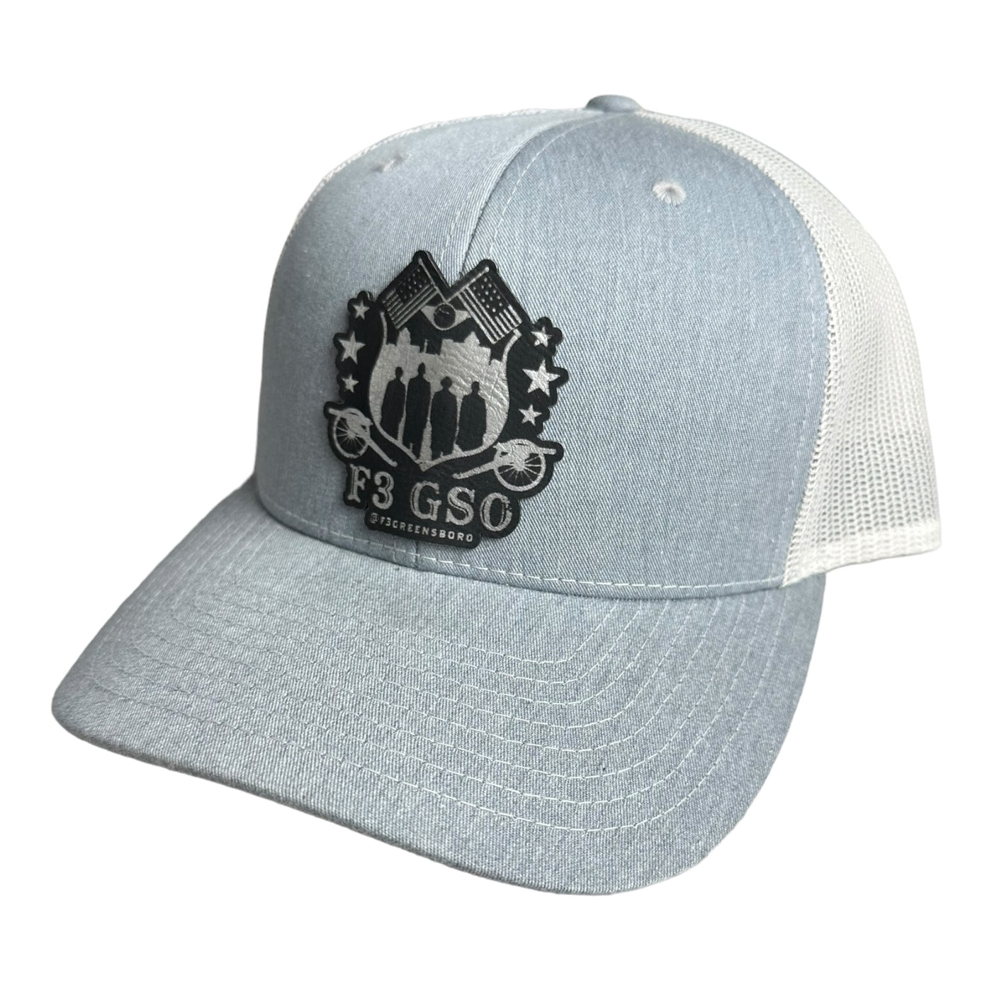 F3 Greensboro Leatherette Patch Hat Pre-Order May 2024