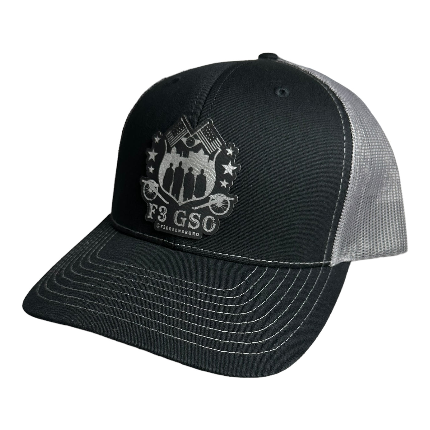 F3 Greensboro Leatherette Patch Hat Pre-Order May 2024