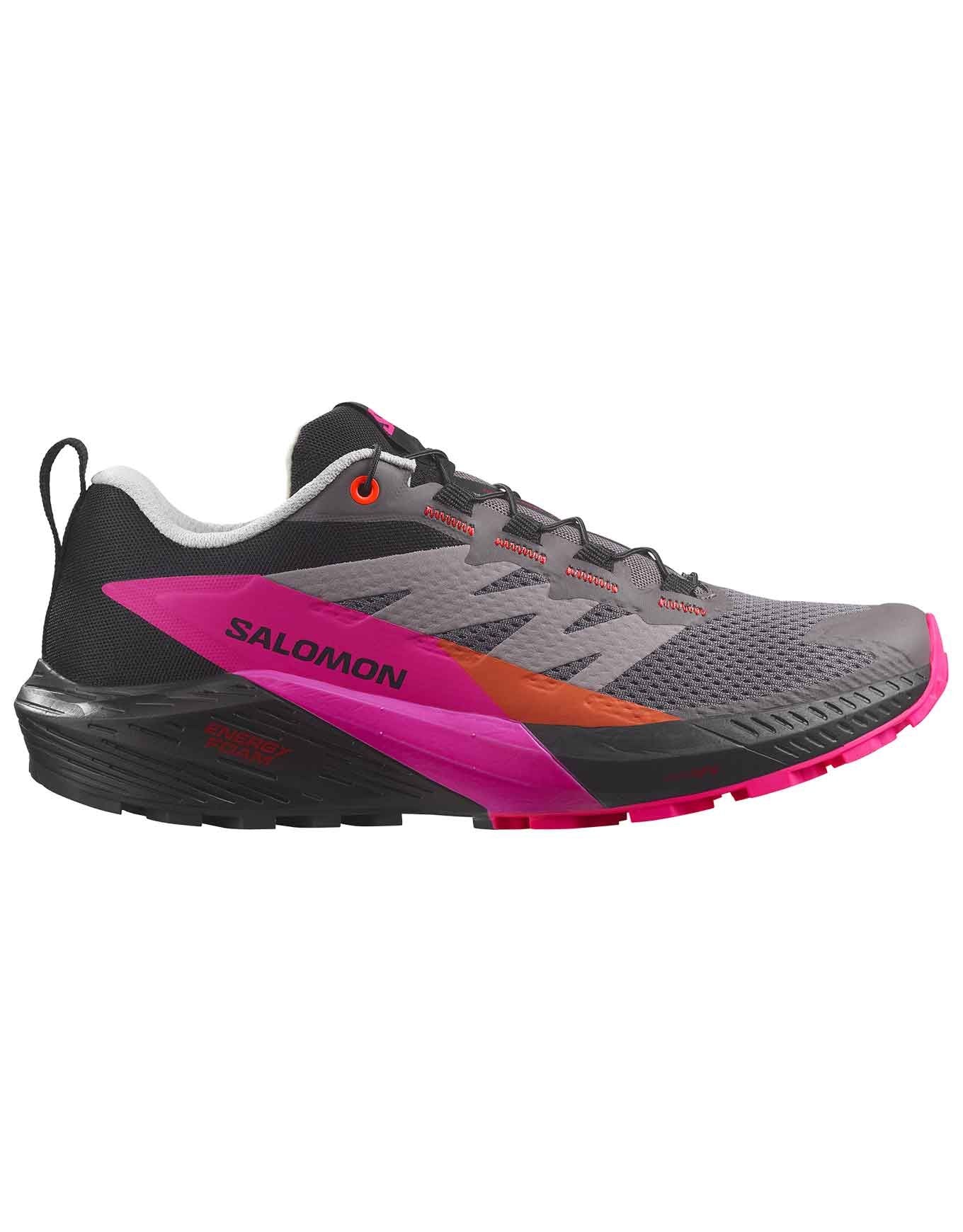 Men's Salomon Sense Ride 5, Plum Kitten/Black/Pink Glo, 10 D Medium