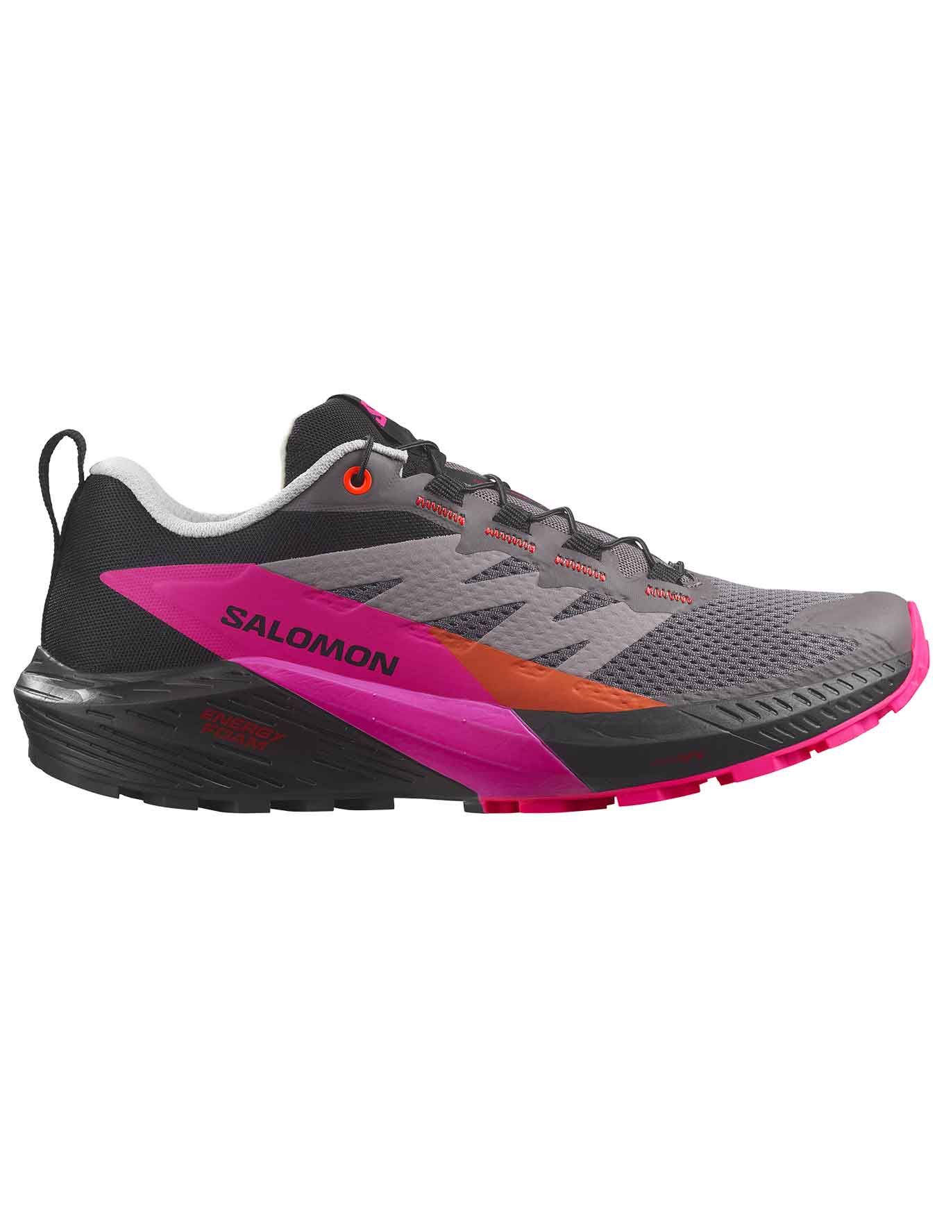 Men's Salomon Sense Ride 5, Plum Kitten/Black/Pink Glo, 9.5 D Medium