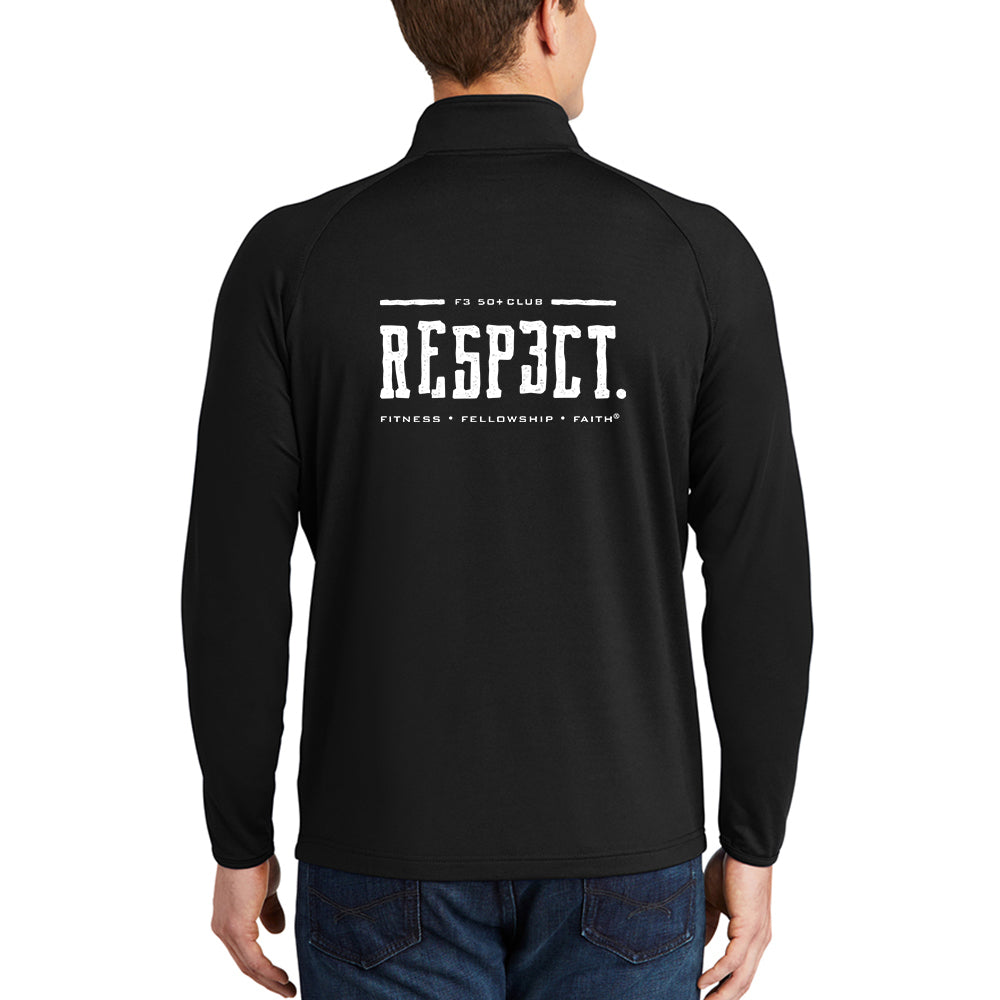 CLEARANCE ITEM - F3 Respect -DTF Logo - Sport-Tek Sport-Wick Stretch 1/4-Zip Pullover (Black/2XL)
