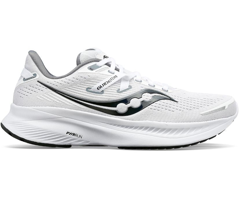 Men's Saucony Guide 16, White/Black, 10 D Medium