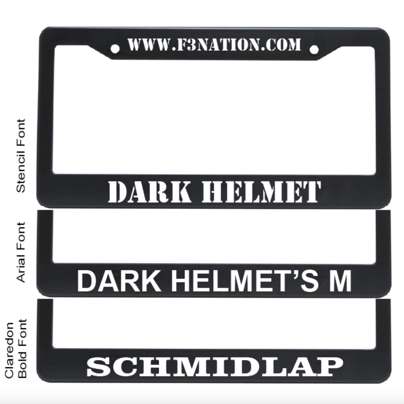 F3 Custom Name Metal License Plate Frame - Made to Order