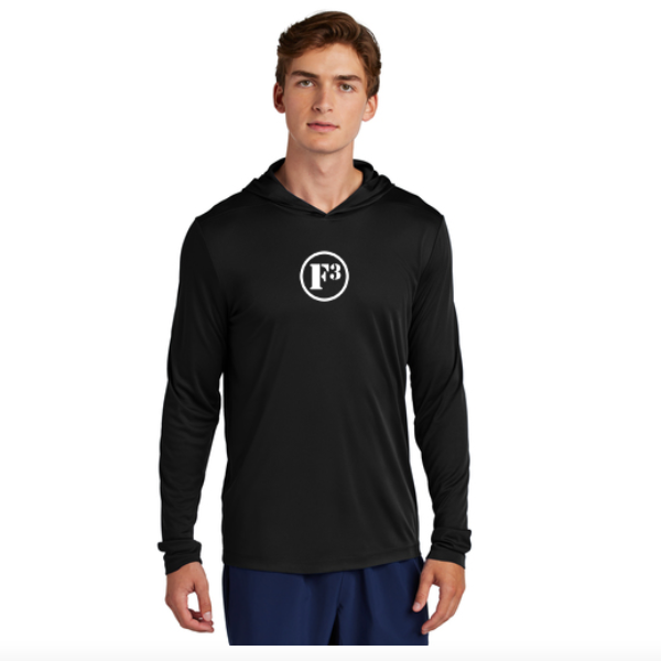 CLEARANCE ITEM - F3 Sport-Tek Posi-UV Pro Long Sleeve Hoodie (Black)