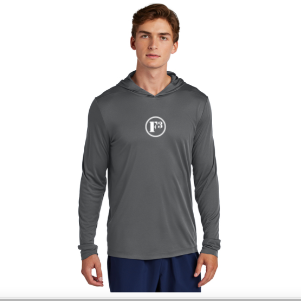 CLEARANCE ITEM - F3 Sport-Tek Posi-UV Pro Long Sleeve Hoodie (Dark Smoke Grey-Small)