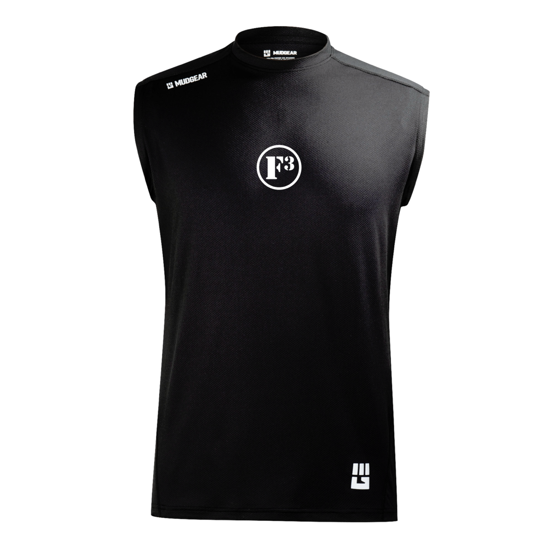 F3 Classic - MudGear Men's Fitted Performance Shirt VX - Sleeveless (Black)