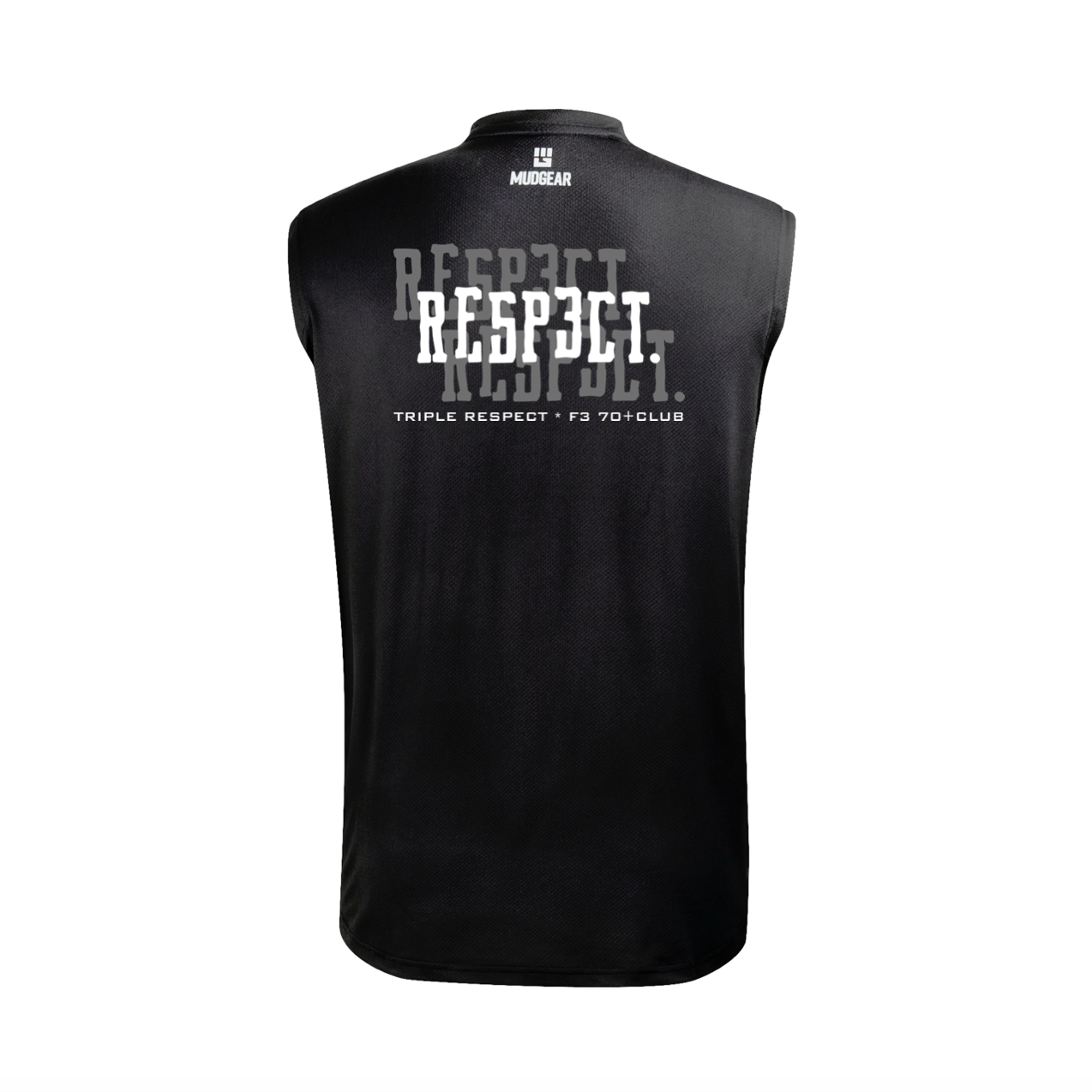 CLEARANCE ITEM - F3 Triple Respect - DTF Logo - MudGear Fitted Performance Shirt VX Sleeveless (Black/Small)