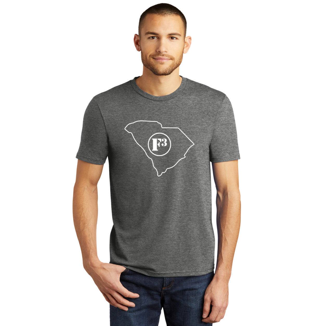 CLEARANCE ITEM - F3 South Carolina DTF Logo - District Perfect Tri Tee (Heather Gray/Small)