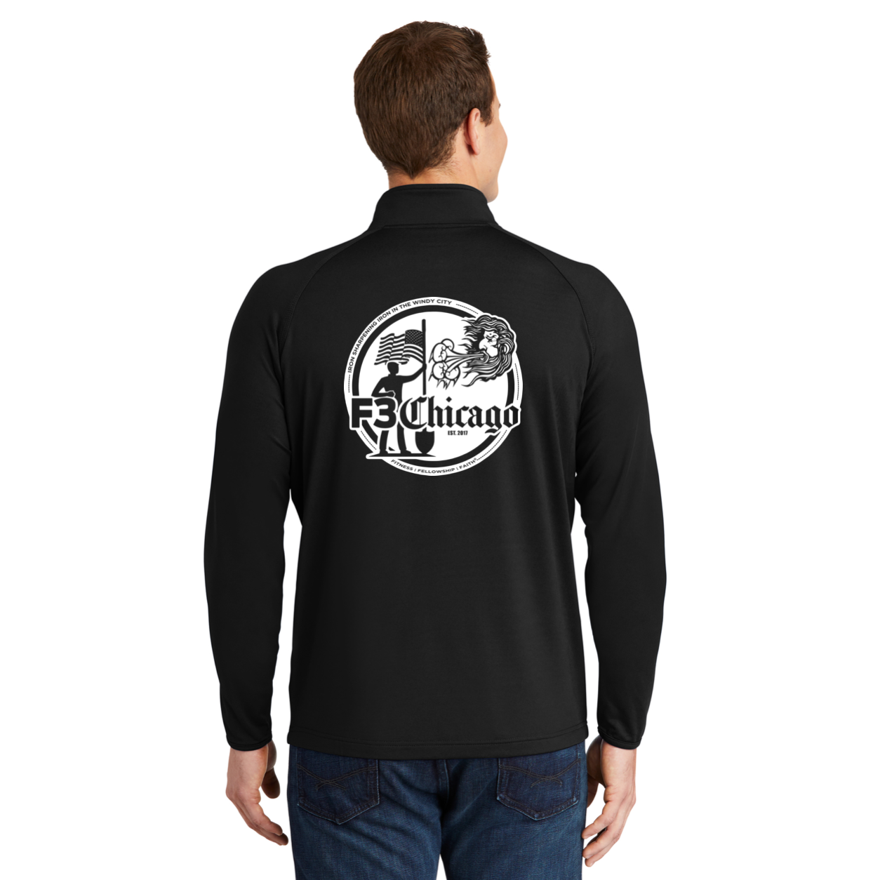 CLEARANCE ITEM - F3 Chicago The Windy Shirt - DTF Logo - Sport-Tek Sport-Wick Stretch 1/4-Zip Pullover(Black/Medium)