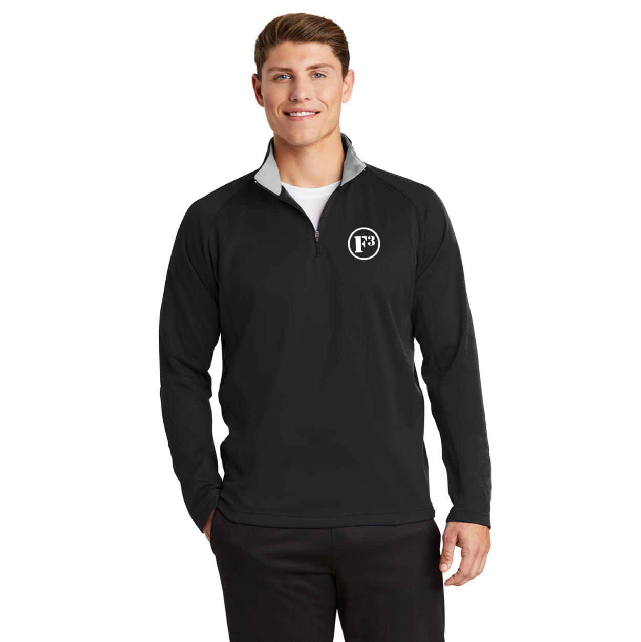 CLEARANCE ITEM - Sport-Tek Sport-Wick Fleece 1/4-Zip Pullover (Black/Silver -Large)