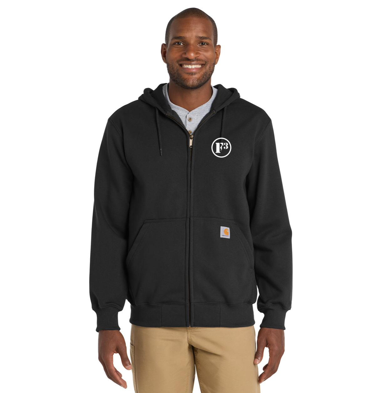 CLEARANCE ITEM - Carhartt Rain Defender Paxton Heavyweight Hooded Zip-Front Sweatshirt (Black/Medium)