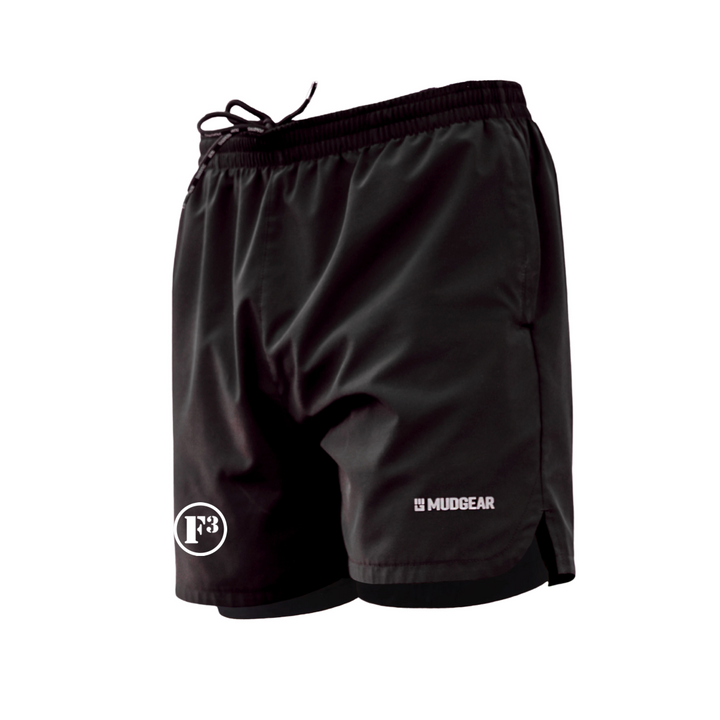 F3 MudGear Men's 2-in-1 Training Shorts (Black) - Made to Order