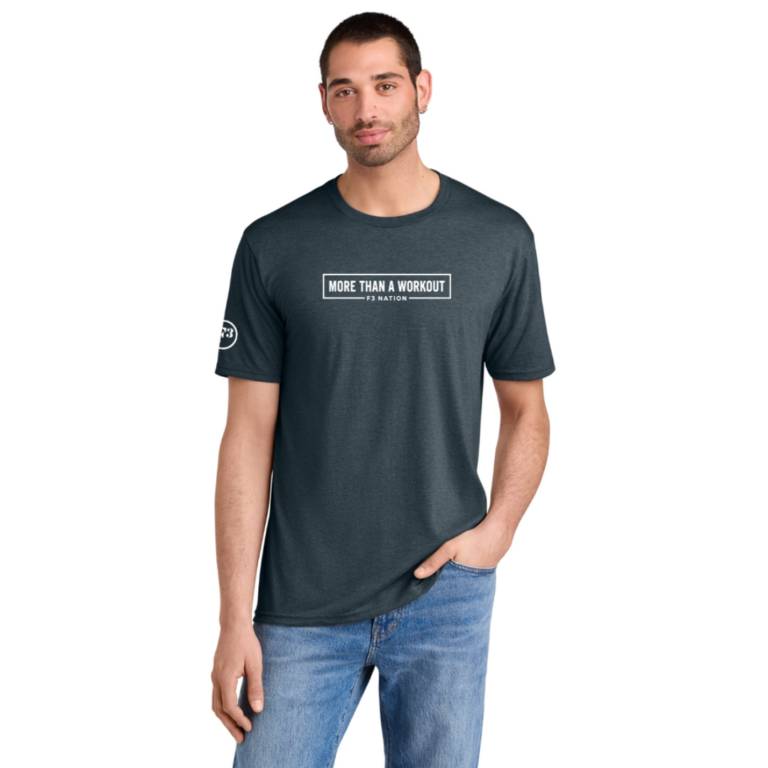 CLEARANCE ITEM - F3 More Than A Workout (F3 Slogan DTF Logo) - District Perfect Triblend Tee (Navy Frost/Large)