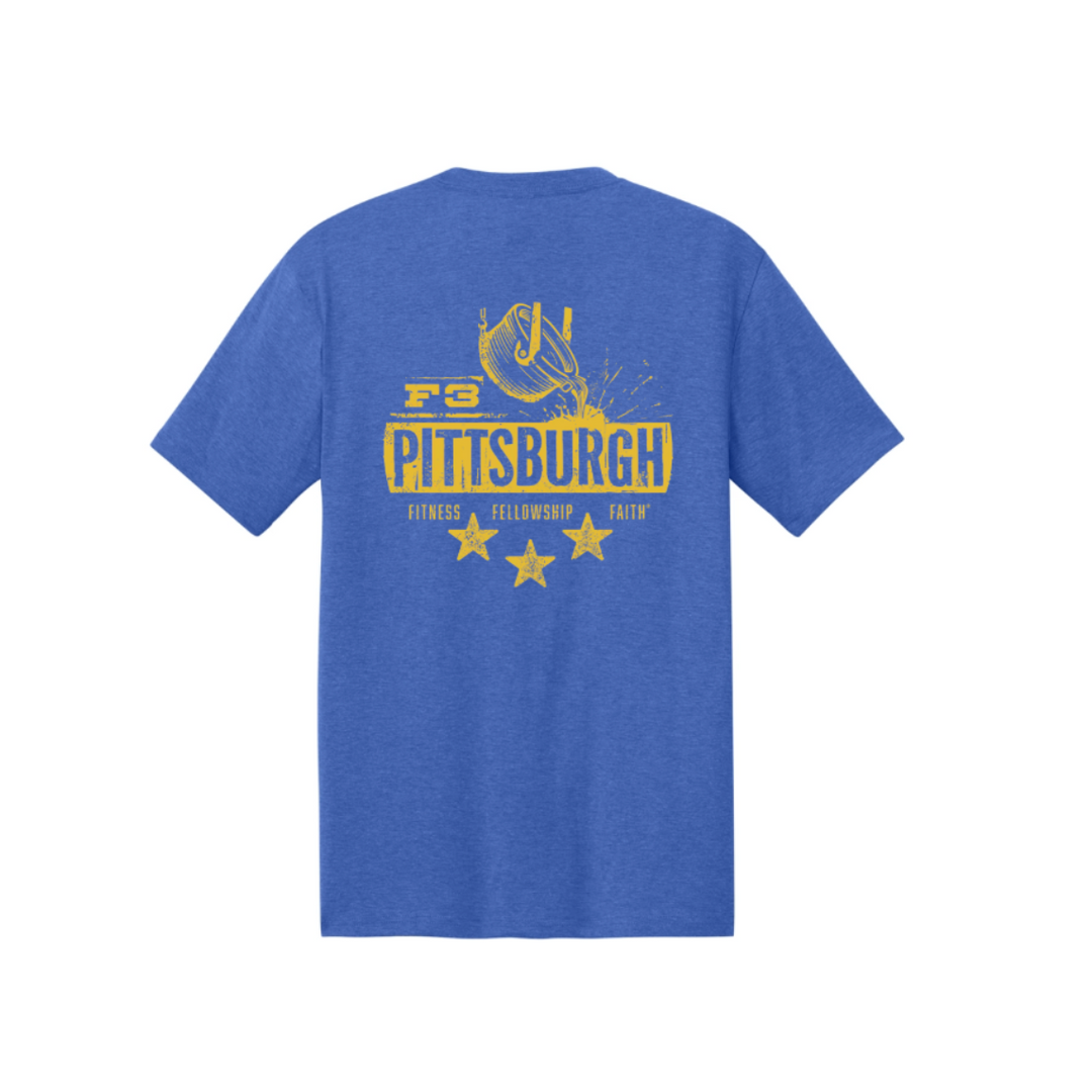 CLEARANCE ITEM - F3 Pittsburgh (Athletic Gold) - DTF Logo - District Perfect Triblend Tee (Royal Frost/XL)