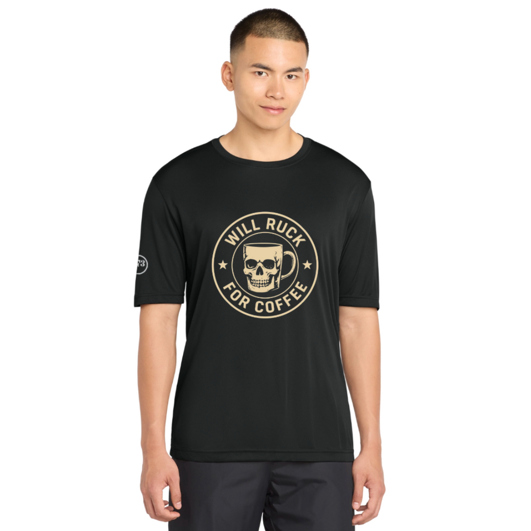 CLEARANCE ITEM - F3 Will Ruck For Coffee (F3 Slogan DTF Logo) - Sport-Tek PosiCharge Competitor Tee (Black/XL)