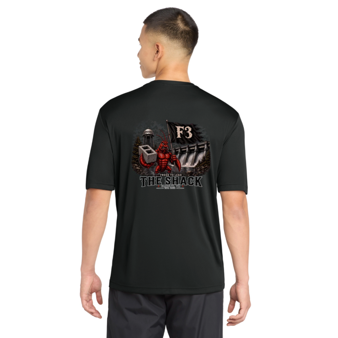 CLEARANCE ITEM - F3 Crosby The Shack DTF Logo - Sport-Tek PosiCharge Competitor Tee (Black)