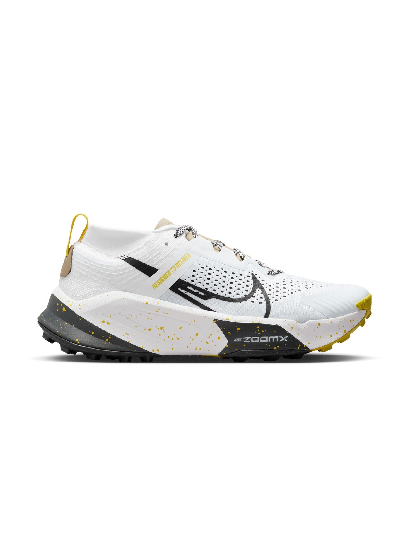 Men's Nike ZoomX Zegama Trail, White/Black-Vivid Sulfur, 12 D Medium