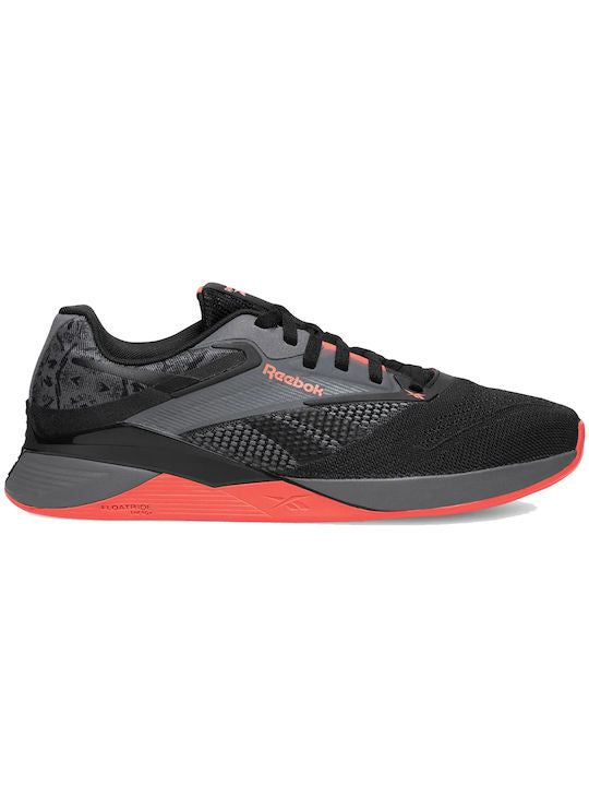 Men's Reebok Nano X4, Pure Grey 6/Black/Orange Flare, 9.5 D Medium