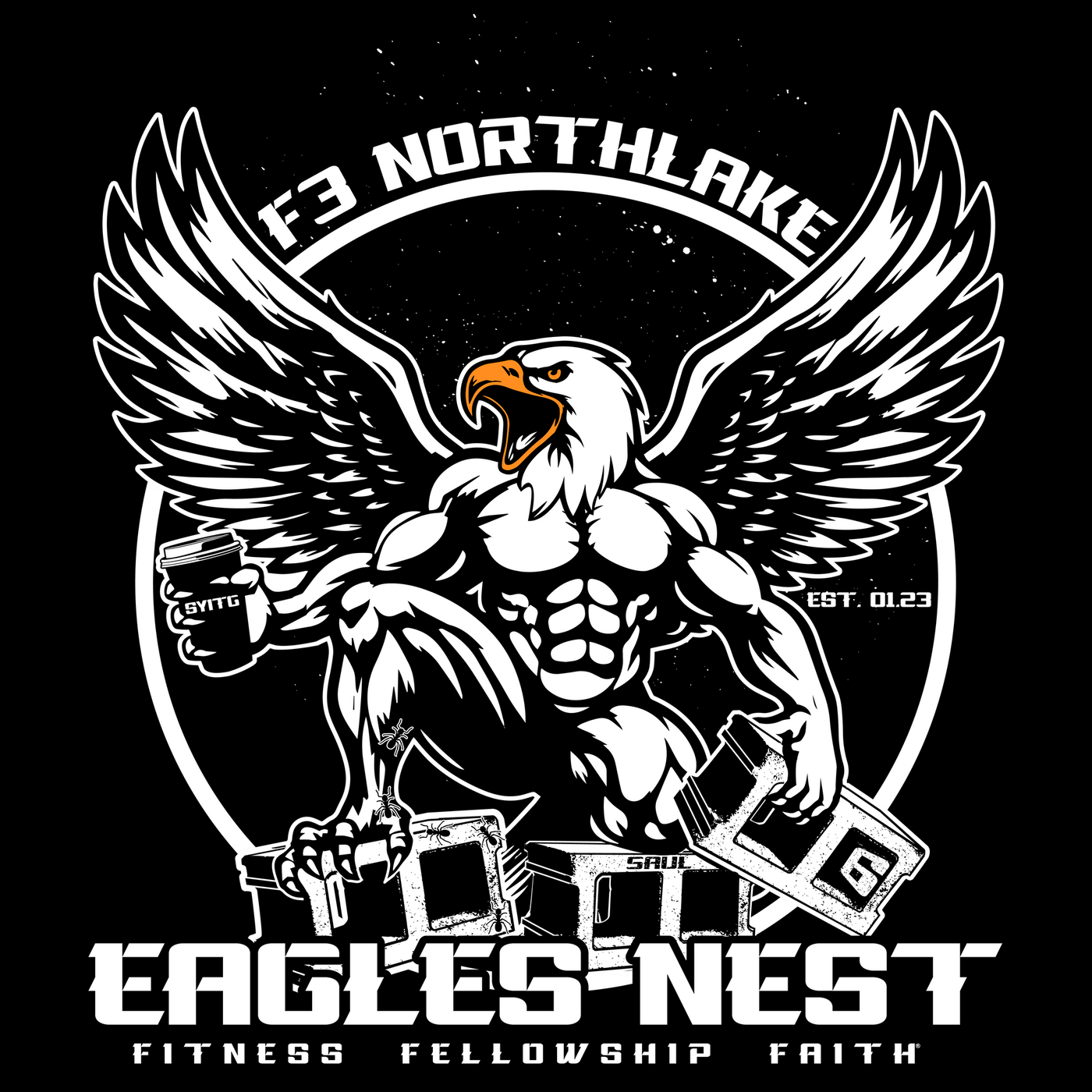 F3 Northlake Eagles Nest Pre-order (White & Athletic Gold Ink) December 2023
