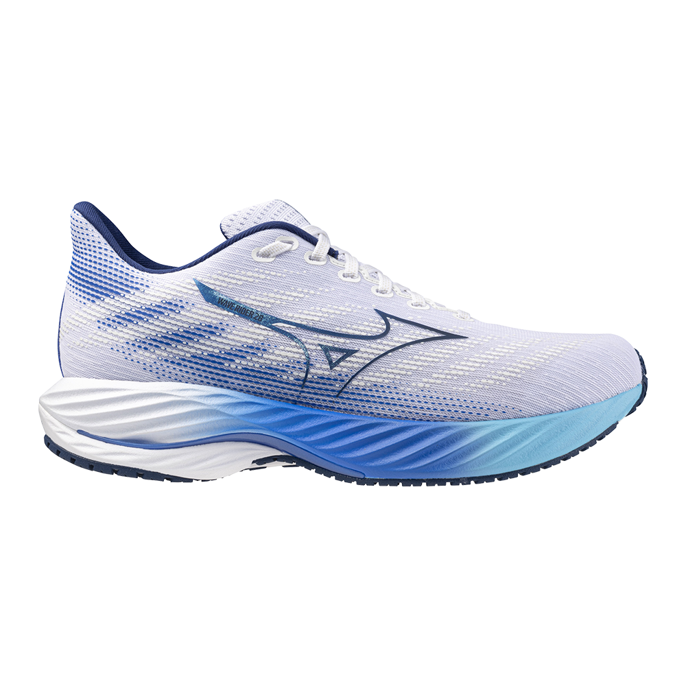 Men's Mizuno Wave Rider 28, White/Estate Blue, 8.5 D Medium