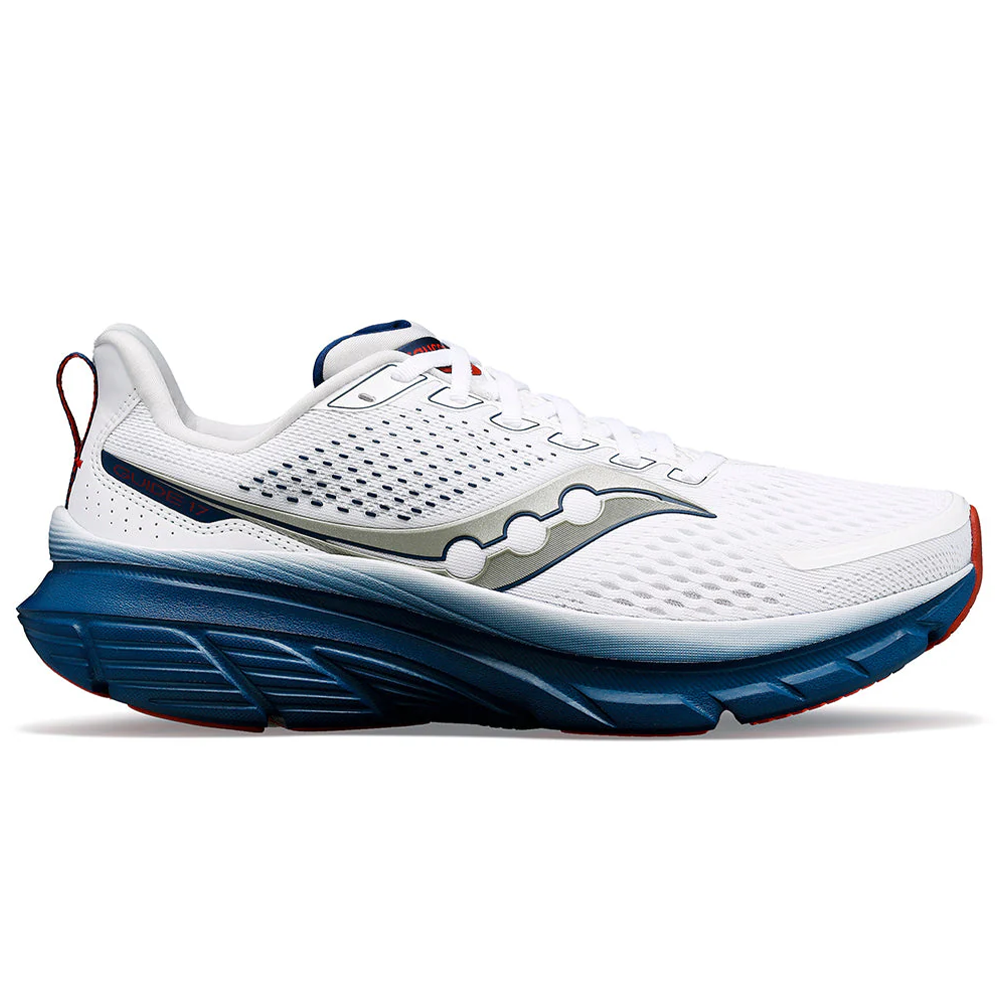 Men's Saucony Guide 17, White/Navy, 14 D Medium