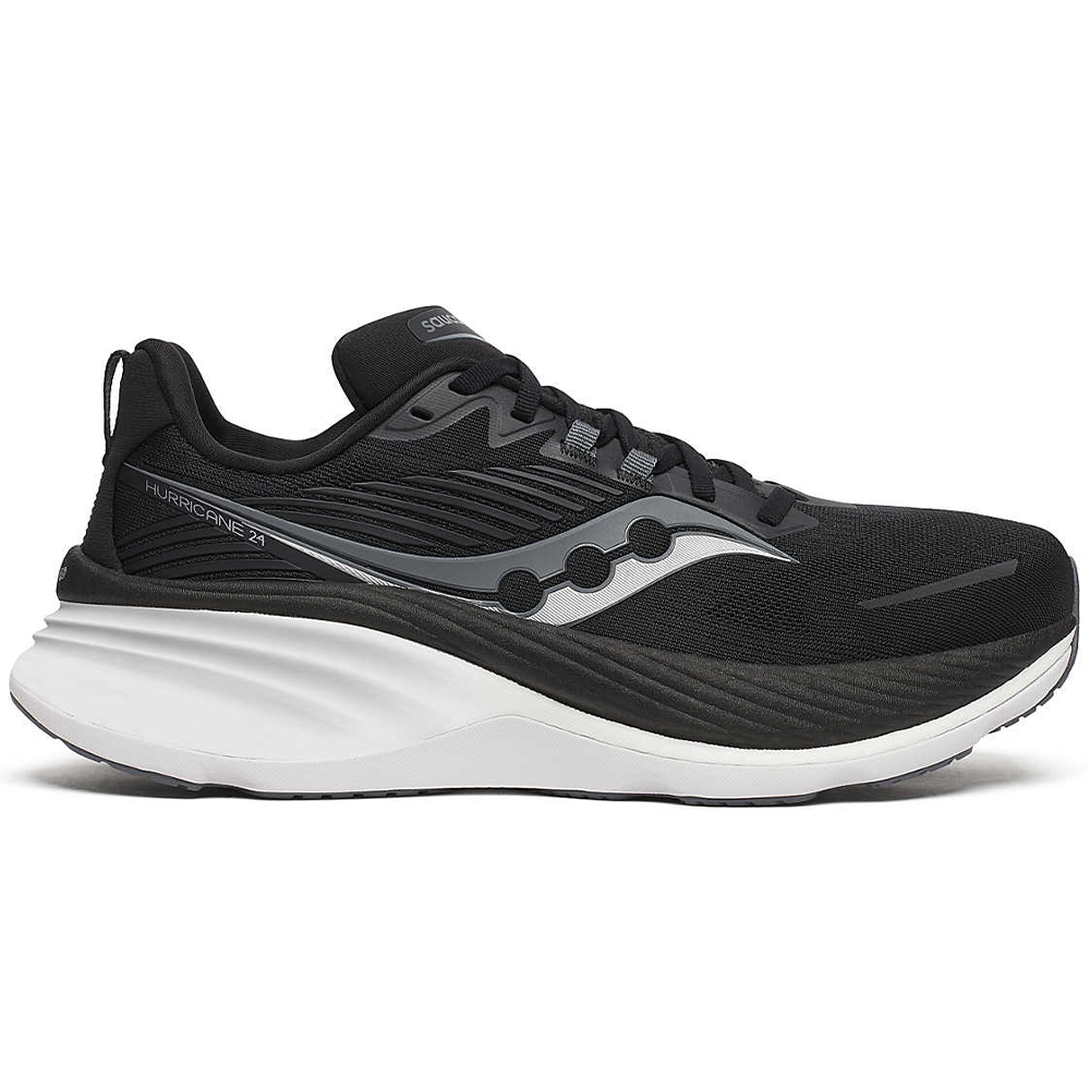 Men's Saucony Hurricane 24, Black/Carbon, 15 D Medium