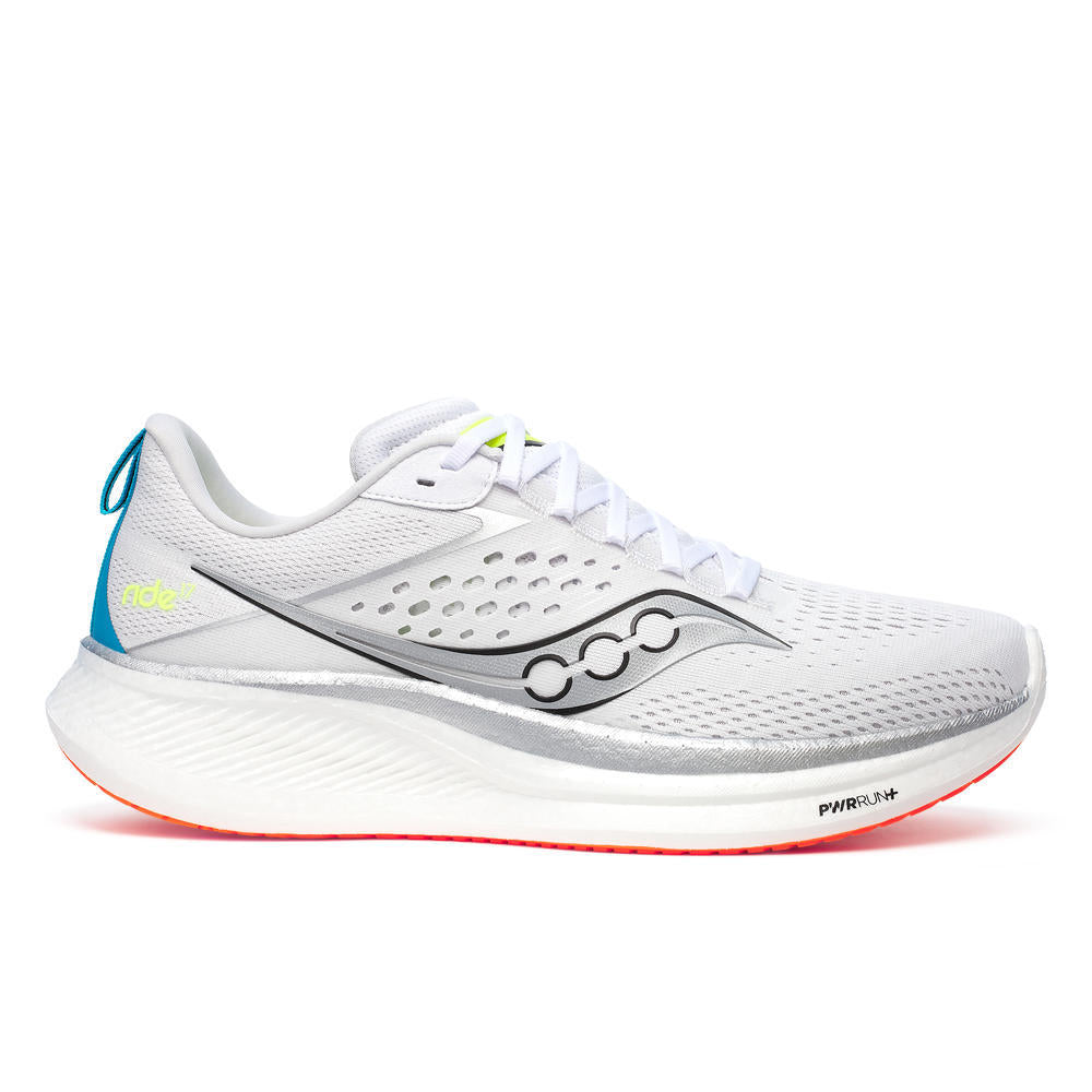 Men's Saucony Ride 17, White/Vizi, 9.5 D Medium