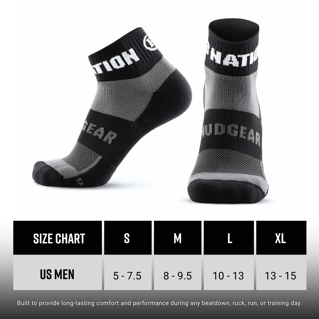 F3 Nation MudGear Quarter (¼) Crew Socks (1-pair pack) - New Style