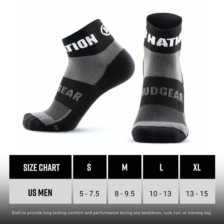 F3 Nation MudGear Quarter (¼) Crew Socks (1-pair pack) - New Style