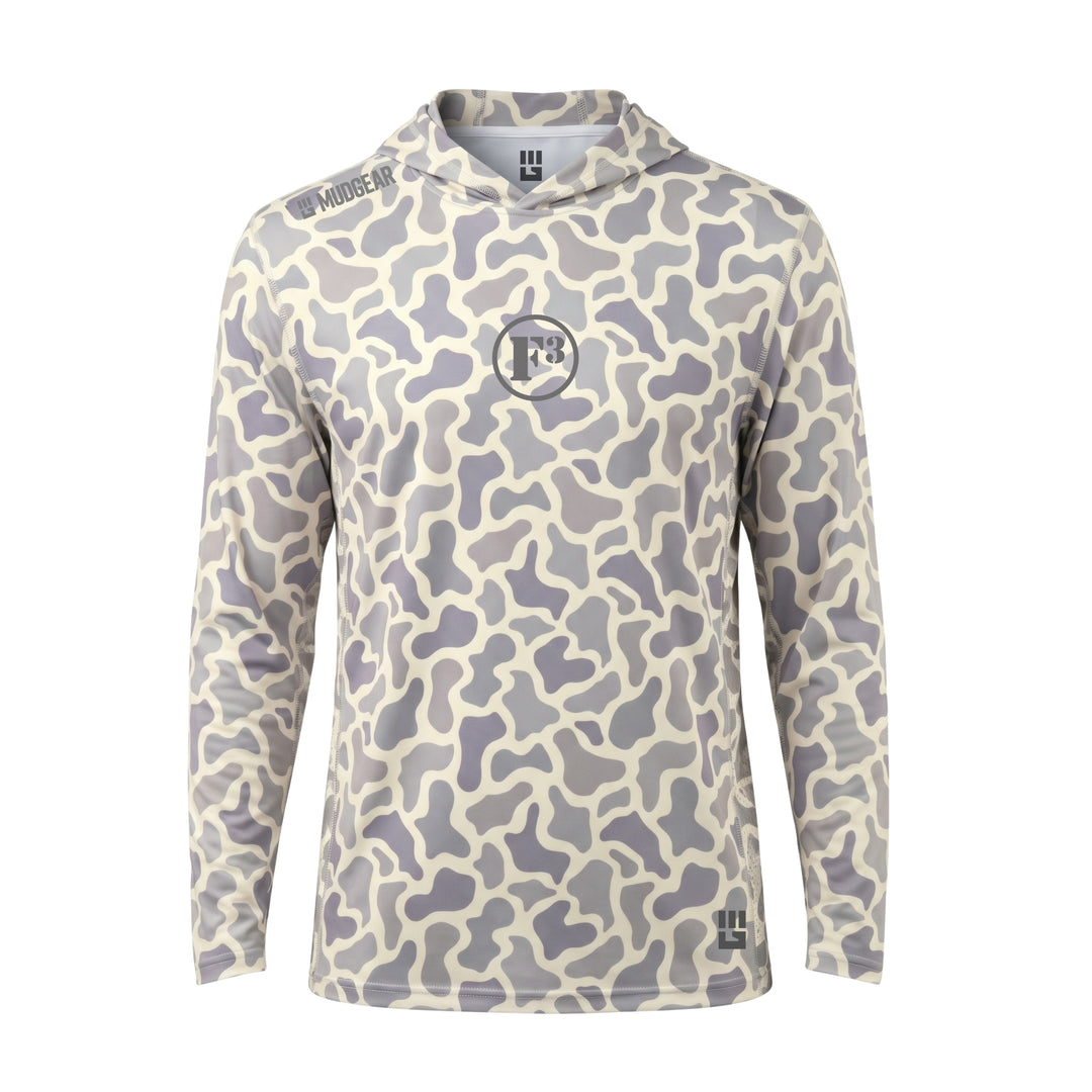 CLEARANCE ITEM -  MudGear Sun Hoodie (Light Duck Camo - Gray logo/Large)