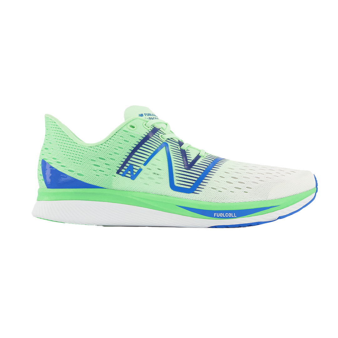 Men's New Balance FuelCell SuperComp Pacer V1, White/Vibrant Spring Glo, 11.5 D Medium