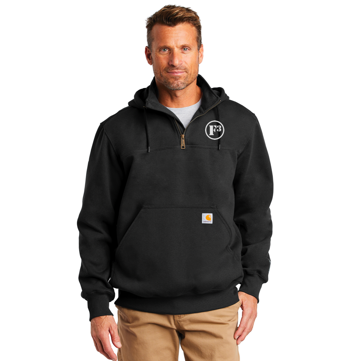 CLEARANCE ITEM - F3 Carhartt Rain Defender Paxton Heavyweight Hooded Zip Mock Sweatshirt (Black/Large)