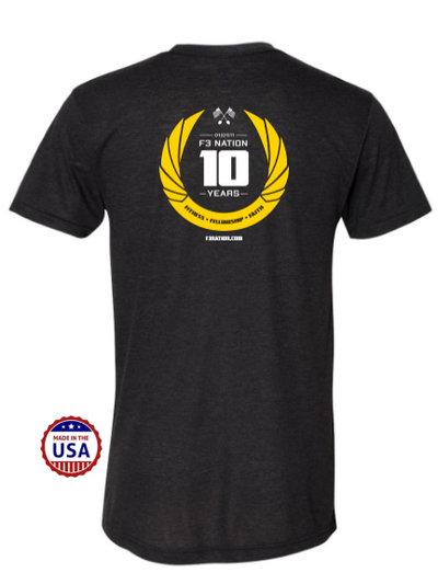 F3 10th Anniversary USA Made Tri-Blend Tee Pre-Order October 2021