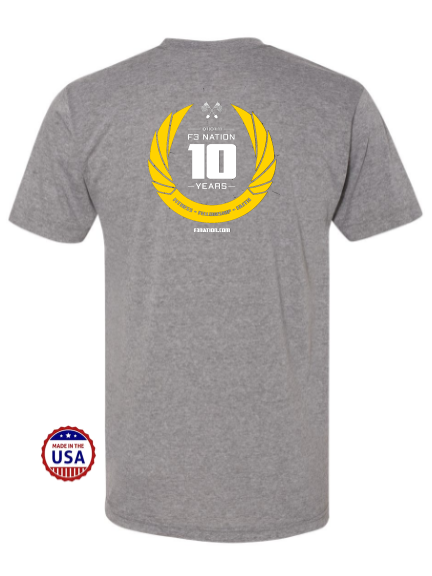 F3 10th Anniversary USA Made Tri-Blend Tee Pre-Order October 2021